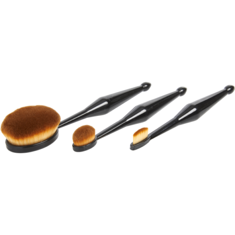Qentissi — Make Up Oval Brush Set: Small Straight Shaped Brush + Medium Oval Shaped Brush + Large Oval Shaped Brush 3pcs